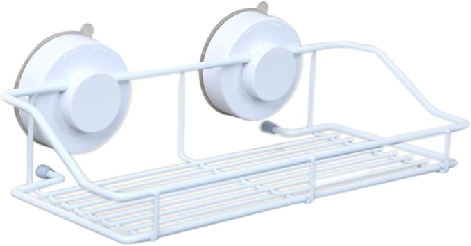 Ciieeo Wall Mounted Bathroom Shelf Suction Cups Space-Saving Storage Rack for Toiletries and Kitchen Items Easy to Install White Organizer