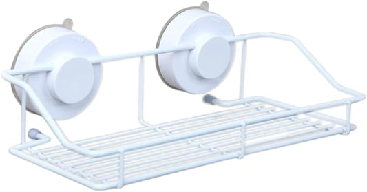 Ciieeo Wall Mounted Bathroom Shelf Suction Cups Space-Saving Storage Rack for Toiletries and Kitchen Items Easy to Install White Organizer