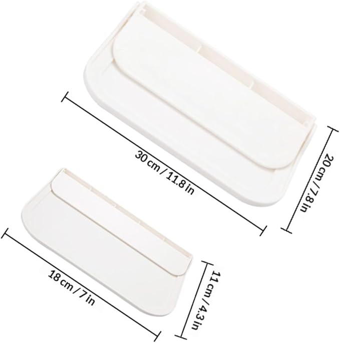 GARVALON 2pcs Foldable Wall Shelf Bathroom Storage Rack with Soap Dish Compact Space-Saving Adhesive Mounted Shelves for Towels and Toiletries Organization