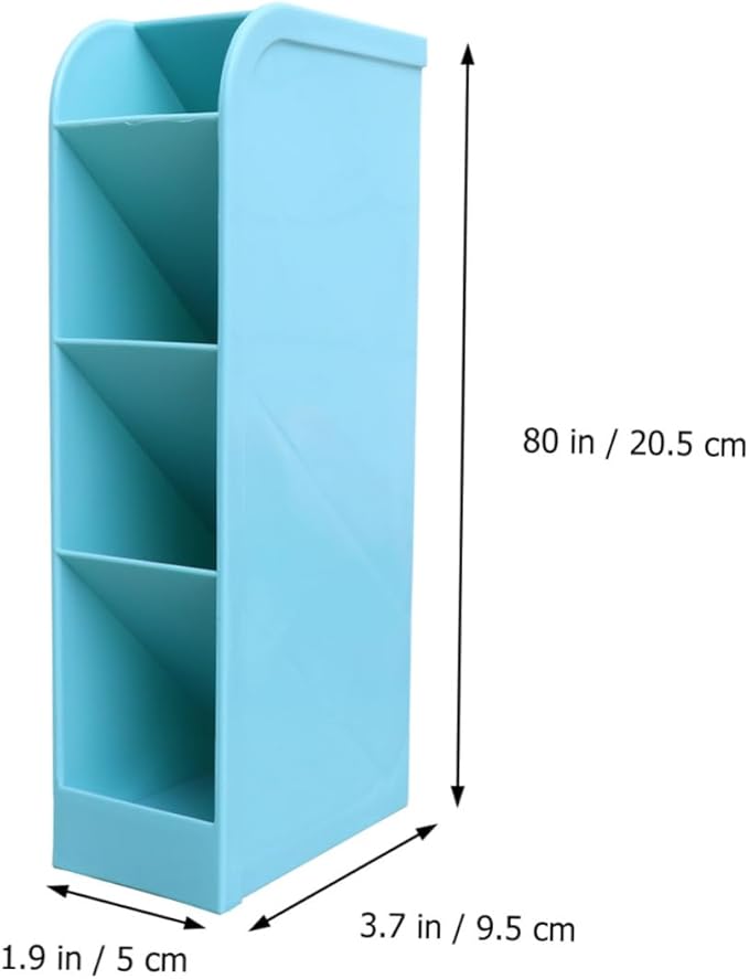 Diagonal Makeup Brush Holder and Stationery Organizer Small Blue Desktop Storage Box for Office and Home Use Durable and Stylish Design for Pens Brushes and Cosmetics