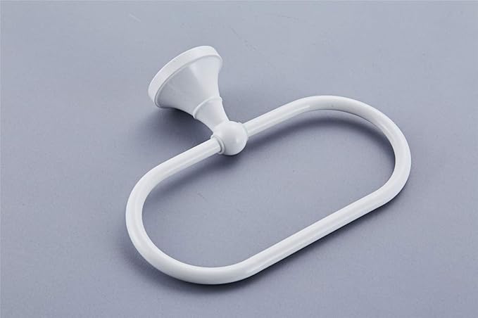Flybath Oval Towel Ring Antique Brass Hanger Hand Towel Holder for Bathroom Kitchen Accessories Wall Mounted, White Finish