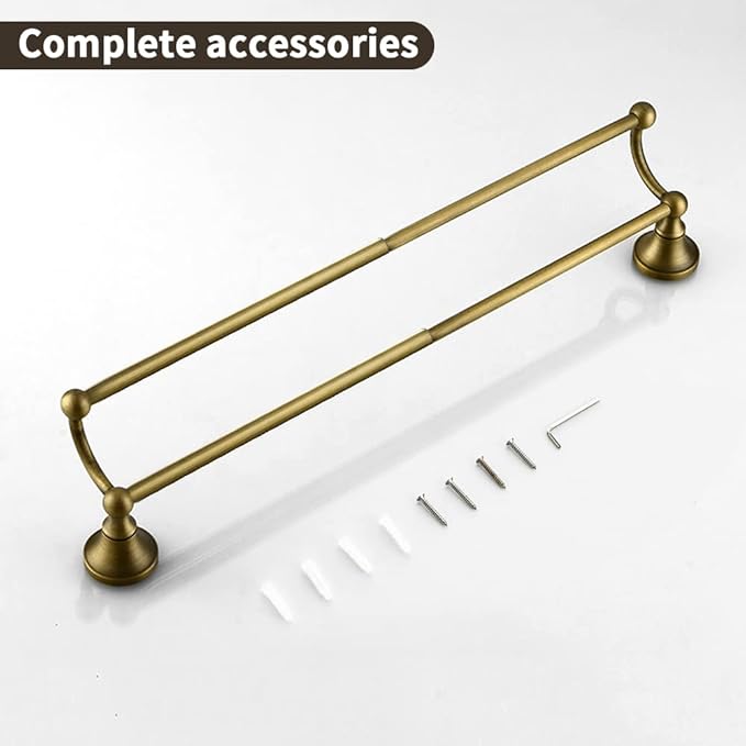 Leyden Antique Brass Towel Bar,Adjustable Towel Rack Holder Double Retro Bathroom Accessories Wall Mount Vintage
