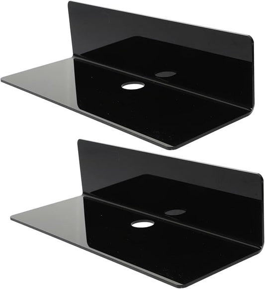 PRETYZOOM 2pcs Wall-Mounted Bathroom Storage Rack Black Acrylic L-Shaped Shelves Waterproof Decorative Shelf for Toilet and Bathroom Organization