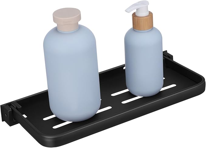 Folding Wall Shelf for Bathroom Space-Saving Metal Storage Rack Easy Installation Modern Design for Toiletries Cosmetics and More Laundry Room Kitchen