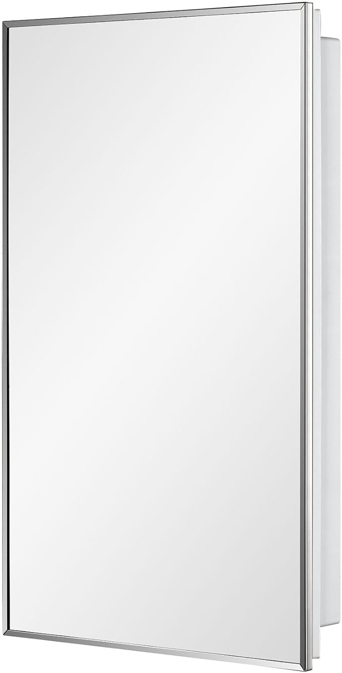 IDYLLOR Plastic Medicine Mirror Cabinet for Bathroom, Surface and Recessed Mount