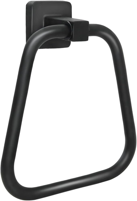 Towel Holder for Bathroom Wall Matte Black Towel Ring Stainless Steel Hand Towel Holder Heavy Duty Towel Hanger for Bath, Kitchen (Black)