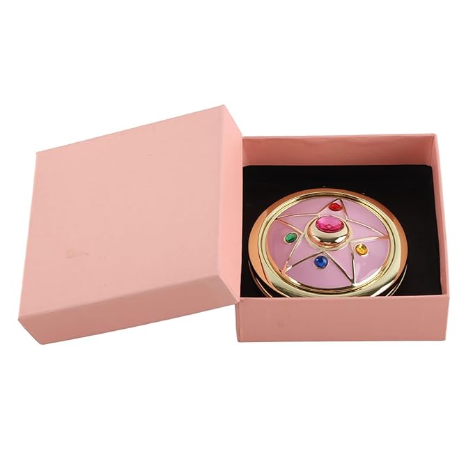 Anime Star Makeup Mirror, Cute Japanese Style Portable Folding Mirror with Crystal - 2.75 Inch Travel Purse Mirror, Unique Cosmetic Mirror & Cosplay Prop Gift for Women and Girls