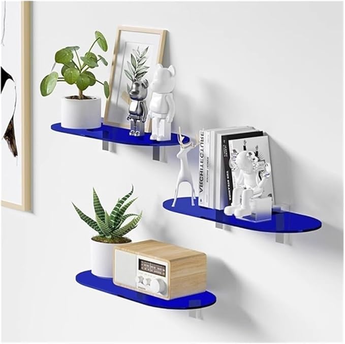 Bathroom Shelves Acrylic Floating Shelves for Wall, Clear Acrylic Display Shelf, Wall Decoration & Storage Shelf for Living Room, Bathroom, Bedroom, Kitchen bathroom organizers and storage(Blue)