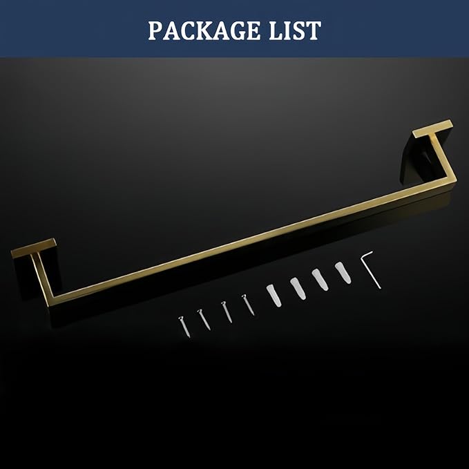 SEIDO 24 Inch Brushed Gold Towel Bar, Heavy Duty & Rust-Proof 304 Stainless Steel Bath Towel Holder, Modern Square Wall Mounted Towel Rack for Bathroom, Kitchen, RV