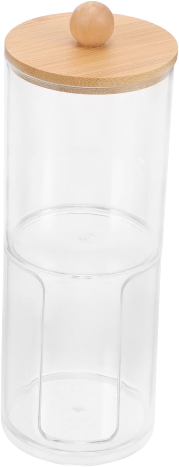 TIDTALEO Clear Acrylic Cylindrical Makeup Organizer Jar for Cosmetic Storage, Cotton Pad Storage, Office Supply Organization