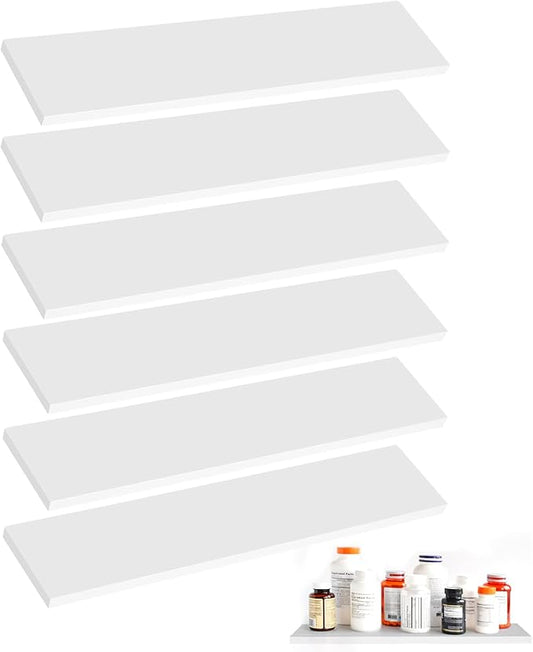 6pcs Medicine Cabinet Shelf Replacement 13inch Wooden Medicine Cabinet Shelves Wooden Bathroom Cabinets Shelves for Living Room Bathroom Kitchen Wall Mounted Medicine Cabinets (White-13.5IN)