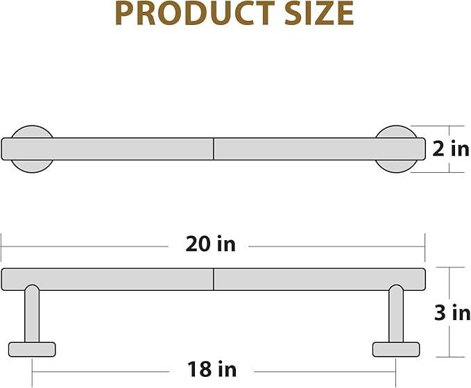 Luxbaro 18 Inch Matte Black Towel Bar, Thicken Towel Rack for Bathroom Wall, SUS304 Stainless Steel Towel Rod, Modern Home Decor (Total Length 20-Inch)