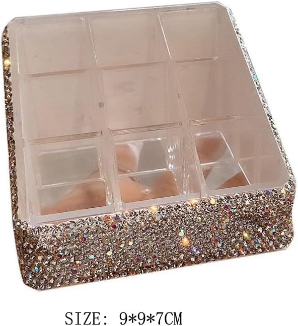 Bling Rhinestone 9-Compartment Lipstick Display Stand ?€? Elegant Desktop Lipsticks Organizer Box Holder for Lipsticks Lip Gloss (Silver)
