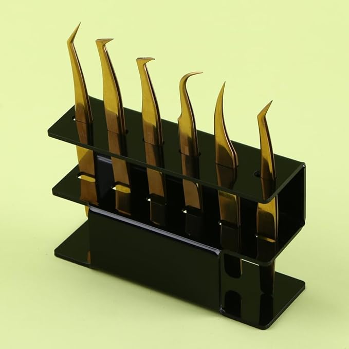 Acrylic Tweezers Holder, 6 Holes Tweezers Stand Display Organizer for Eyelash Extension Supplies Accessories Grafting Beauty Tools (6 Holes Black)