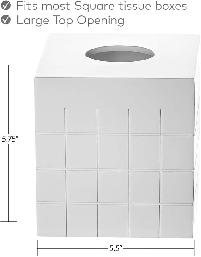 Creative Scents Polar White Bathroom Accessories Set with Trash Can - 6 Piece Bathroom Set Features: Waste Basket, Tissue Cover, Soap Dispenser, Toothbrush Holder, Tumbler and Soap Dish