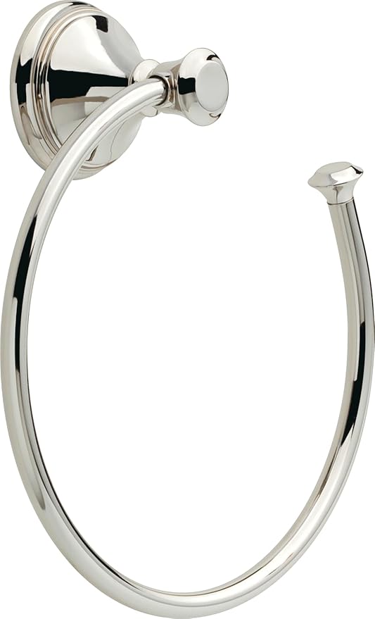 Delta Cassidy (1-Pack) Hand Towel Holder Polished Nickel Towel Racks for Bathroom Wall Round Towel Ring Holder for Bath Towel Hanger for Kitchen, Bathroom Accessories 79746-PN