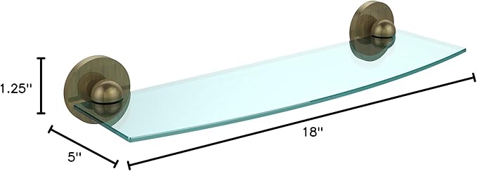 Allied Brass 1033/18 Skyline Collection 18 Inch Glass Shelf, Matte Gray