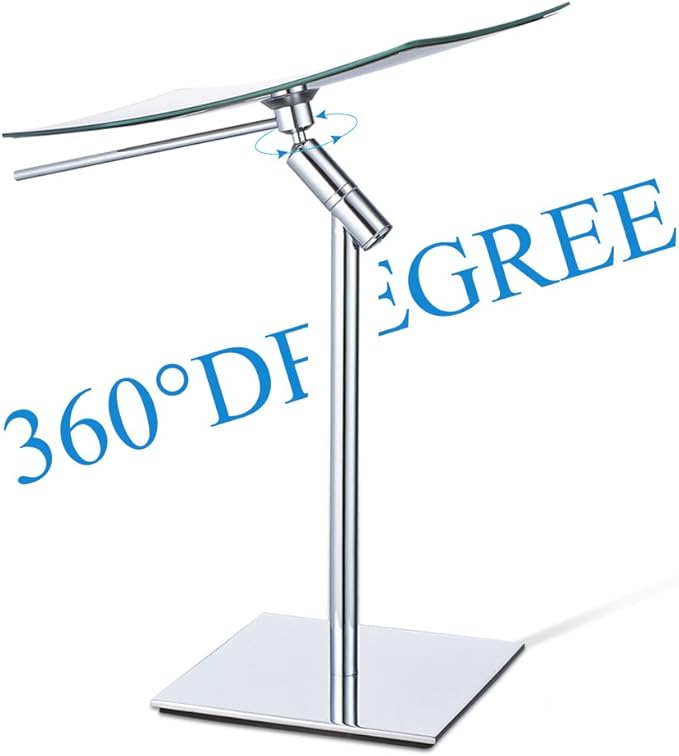 Table Standing Rectangular Vanity Makeup Mirror with 3X Magnification, High Adjustable, Made of 304 Stainless Steel, for Hotel Bathroom Polished Chrome