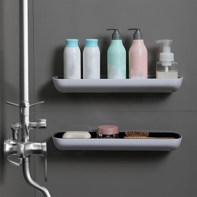 DONGKER Bathroom Storage Shelf,No Drilling Required Bathroom Shelves Removable for Bathroom Living Room Bedroom Balcony