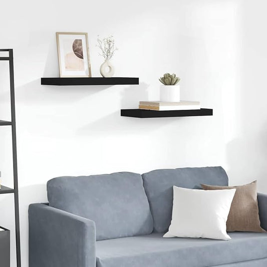 Floating Wall Shelves Set of 2, Modern Invisible Mounting Display Rack for Living Room Bedroom, Black 19. 7x9. 1 Inches, Honeycomb MDF and Metal Frame for Books Decor Plants, Easy 15. 4 lbs Each
