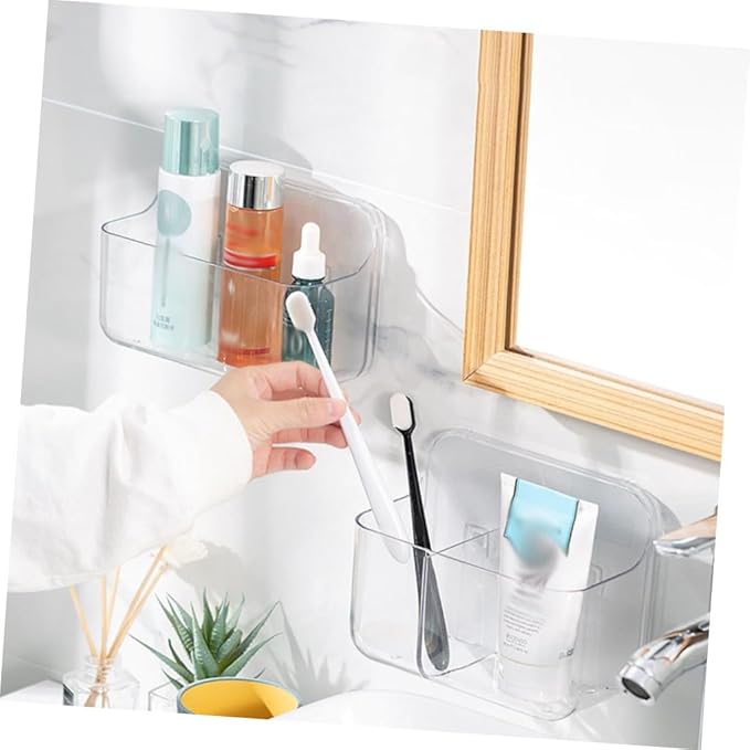 VILLCASE Wall-Mounted Storage Rack Punch-Free Bathroom Shelf Organizer for Kitchen and Toilet Design Space-Saving Easy to Install