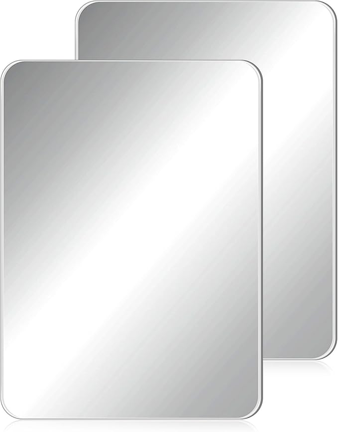 Blulu 2 Pcs Magnetic Locker Mirror Small Real Glass School Rectangular Locker Magnetic Makeup Mirror for Bathroom Household Refrigerator Cabinet(12 x 16 Inches)
