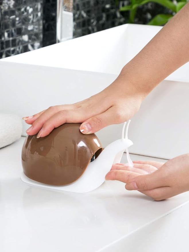 Cute Snail Soap Dispenser for Kitchen Bathroom etc. (120ML) (White)
