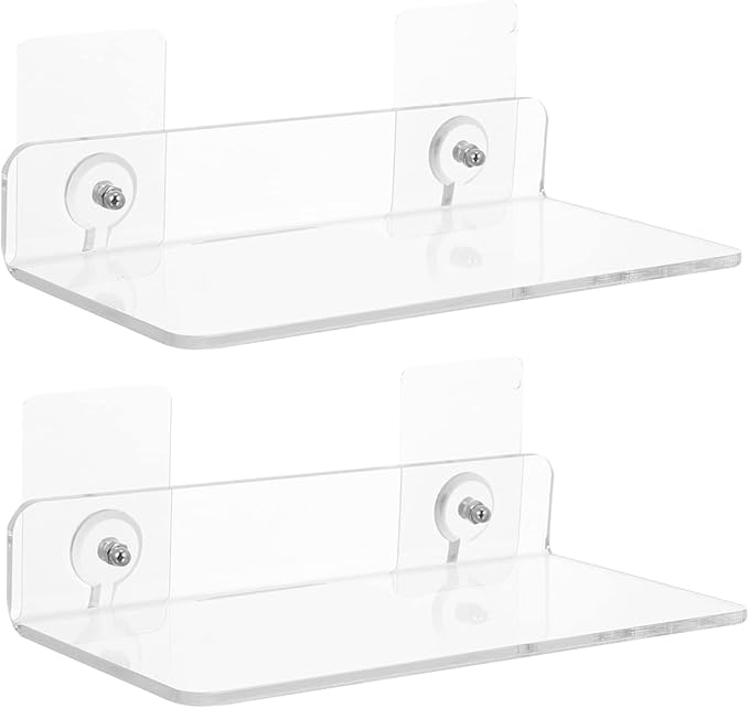 COHEALI 4sets Wall Mounted Acrylic Storage Shelf for Bathroom Kitchen Minimalist Sundries Holder with Smooth Edges No Drilling Required Modern Design 2pcs*4