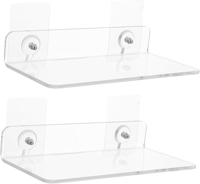 Uonlytech 2 Pcs Wall-Mounted Acrylic Storage Racks No Drill Hanging Shelf for Bathroom and Kitchen Waterproof Organizer for Sundries Easy Installation Space-Saving Design