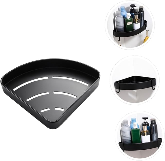 Cabilock Fan-Shaped Corner Storage Rack Black Space Aluminum Bathroom Shelf Stand for Kitchen Toilet Living Organizer and Elegant Home Storage