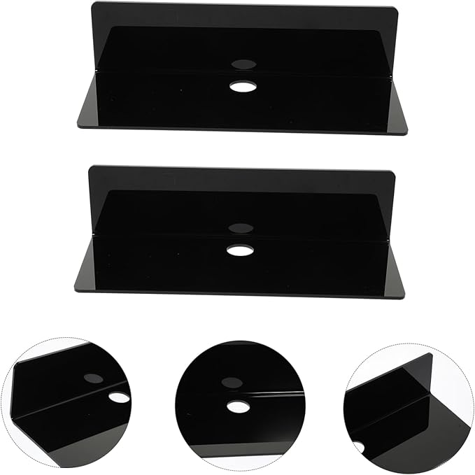 Veemoon 2pcs Bathroom Shelves Over Toilet Wall-Mounted Storage Rack Acrylic Black Decorative Storage Organizer