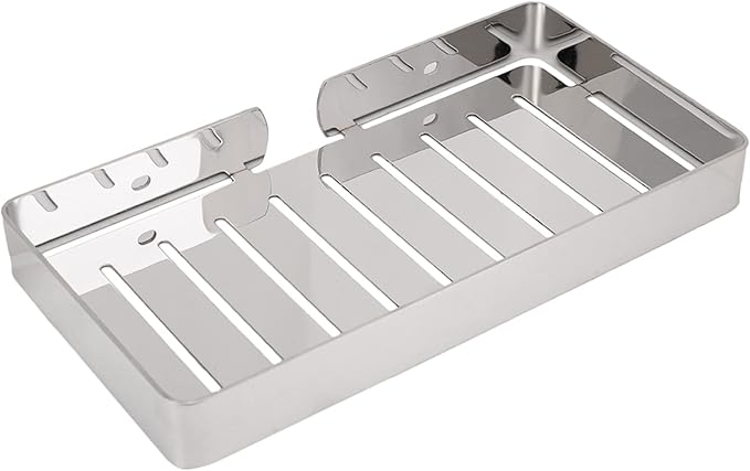 YWBL-WH Rack Wall Mount Stainless Steel Bathroom Shelf Organizer with Drain Rack 23x12cm for Shampoo Dispenser Kitchen Storage (Silver)