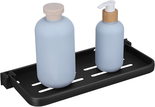 Homoyoyo Metal Wall Shelf Folding Storage Shelves Bathroom Kitchen Laundry Room Space-saving Drainage Holes Sturdy Constructi