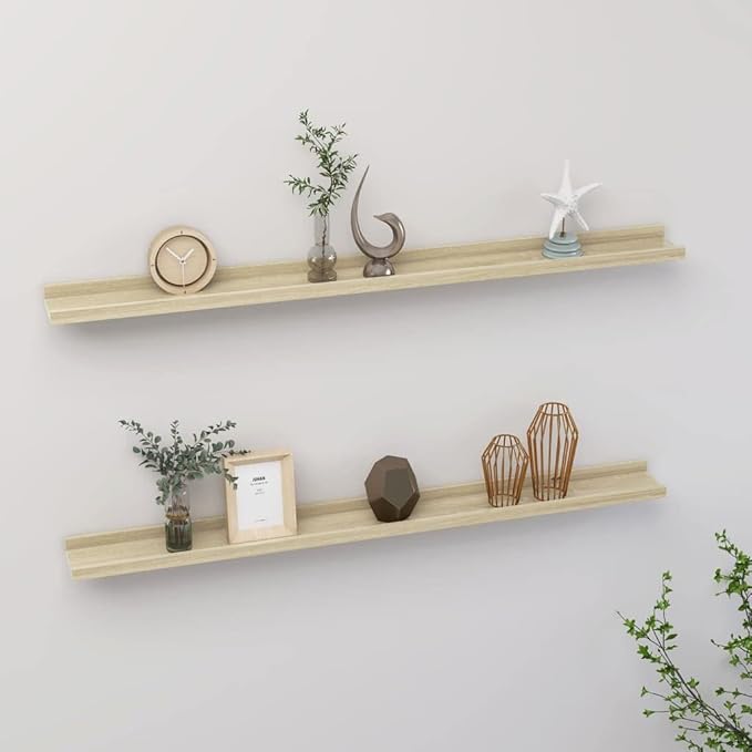 Sonoma Oak Floating Shelves 2 Pack 39.4 Inch Wall Mounted Storage for Living Room Bedroom Kitchen, MDF Decorative Display Shelves with 11lb Capacity