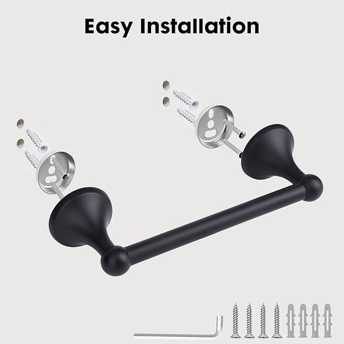 Antique Hand Towel Bar 9 Inch Matte Black for Bathroom,Hand Towel Holder,Vintage Bathroom Accessories Towel Ring, Wall Mounted,Towel Hanger for Bathroom