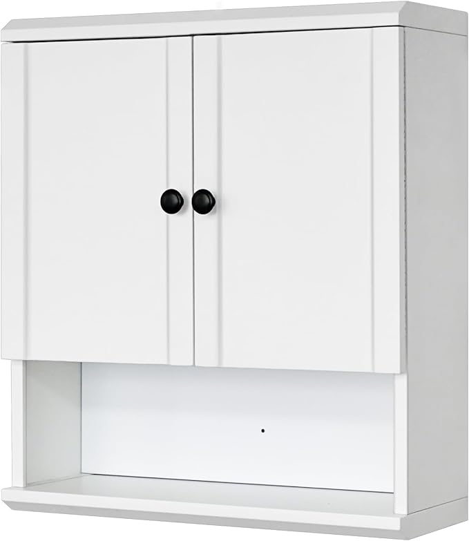 Fundin White Bathroom Wall Metal Cabinet with Hidden Tissue Slot & Adjustable Shelves, Over The Toilet Storage Cabinet for Bathroom Laundry Room