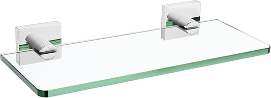 KOKOSIRI Bathroom Shelves Wall Mount 12-Inch Floating Tempered Glass Shelf Hanging Rack for Storage Home Decor, Polished Stainless Steel B1107CH-L12
