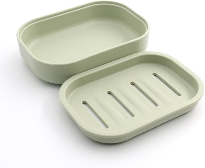 Plastic Soap Dish, Container, Keeps Soap Dry,Easy Cleaning,Drain,Light Green