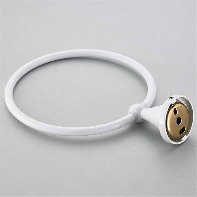 Flybath Towel Ring Brass White Finish Hanger Holder for Bathroom Accessories Wall Mounted