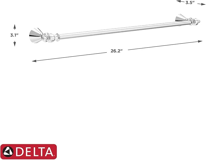 Delta Vessona (1-Pack) 24'' Towel Rack for Bathroom Polished Chrome Towel Bar for Bathroom Wall Towel Holder Rod Wall Mounted VES24-PC