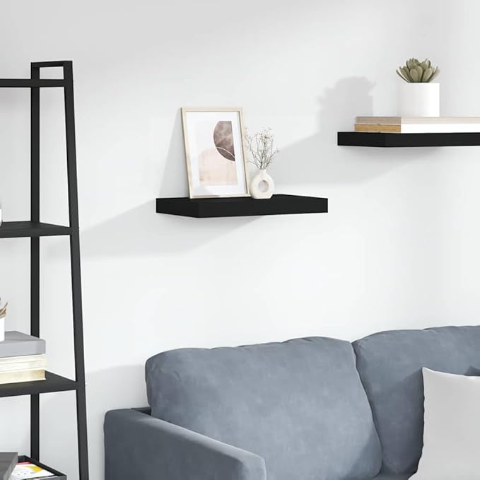 Floating Wall Shelf 15.7 Inch, Modern Honeycomb Geometric Wall Display Shelf for Bedroom, Living Room, and Office Storage, Matte Black MDF Wood