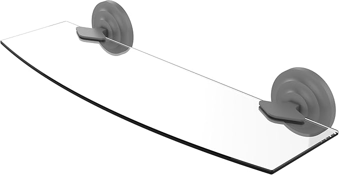 Allied Brass QN-33/18 Que Collection 18 Inch Glass Shelf, Matte Gray