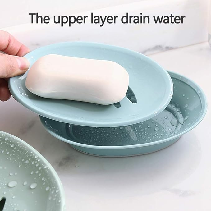 WYOK 2-Pack Soap Dish with Drain Plastic Sponge Holder Easy Cleaning Soap Saver Tray Caddy Keep Dry Stop Mushy for Shower Bathroom Kitchen(Grey)