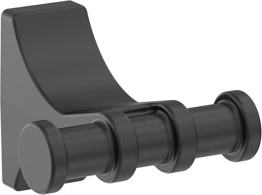 Amerock BH36050MB | Matte Black Double Robe Hook | 2-15/16 in. (75 mm) Length Towel Holder | Davenport | Towel Hook for Bathroom | Bathroom Hardware | Bath Accessories