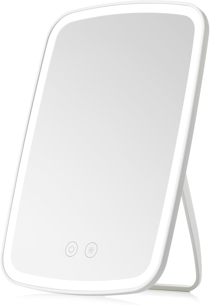 NEZZOE Lighted Makeup Mirror, Portable Mirror with Lights, 1500mAh Rechargeable Vanity Mirror with 3 Colors and Brightness Adjustable, 9.4"x6.6"