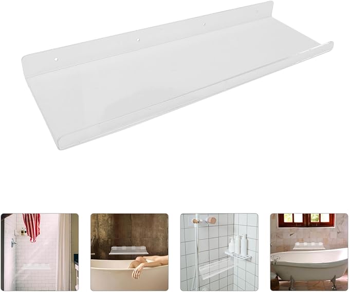 ORFOFE Acrylic Floating Wall Shelf for Bathroom Kitchen Storage Easy Install No Drilling Design Large Wall Mounted Organizer U-Shaped Shelf for Toiletries Seasoning Bottles