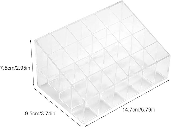 Greensen 24 Grids Lipstick Holder Clear Acrylic Organizer Makeup Storage Trapezoid Transparent Stand for Home Commercial Use