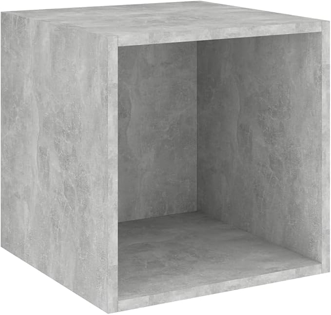 Wall Cabinet Set of 2, Modern Square Floating Storage Shelves for Living Room, Bedroom or Office, Concrete Grey Engineered Wood, 14.6 x 14.6 x 14.6 inch, Space-Saving Mountable Display Units