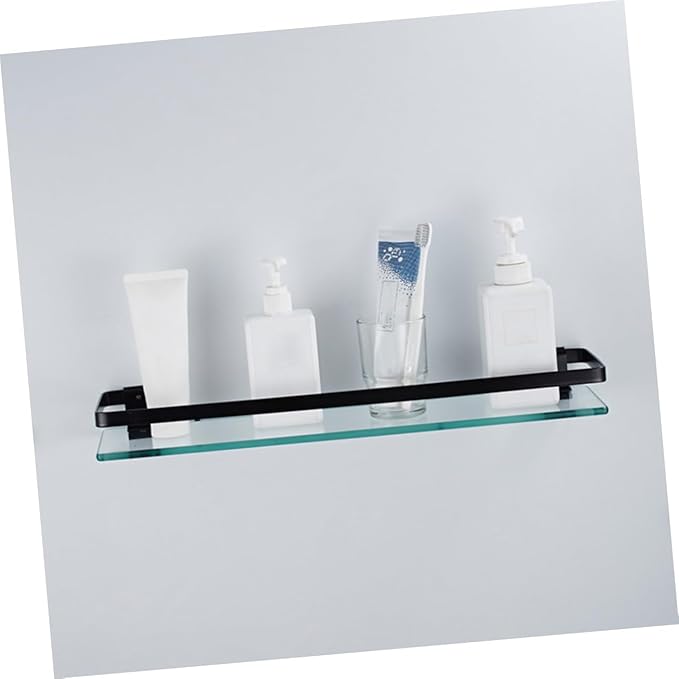 STOBAZA 1Pc Single Wall Mounted Glass Storage Shelf Tempered Glass Multifunctional Organizer for Bathroom Kitchen Living Room