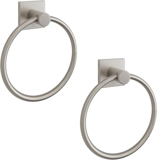 BGL Towel Ring Brushed Nickel Modern Hand Towel Ring 2 Packs for Bathroom Wall Mounted Bathroom Towel Holder Bathroom Towel Rack